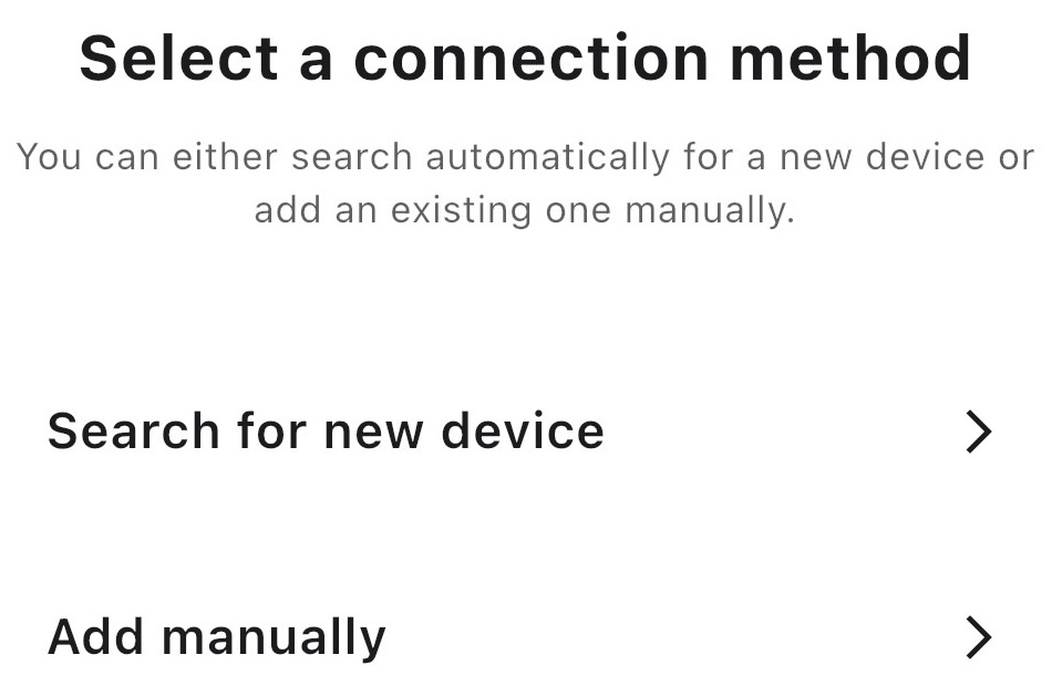 Select connection method