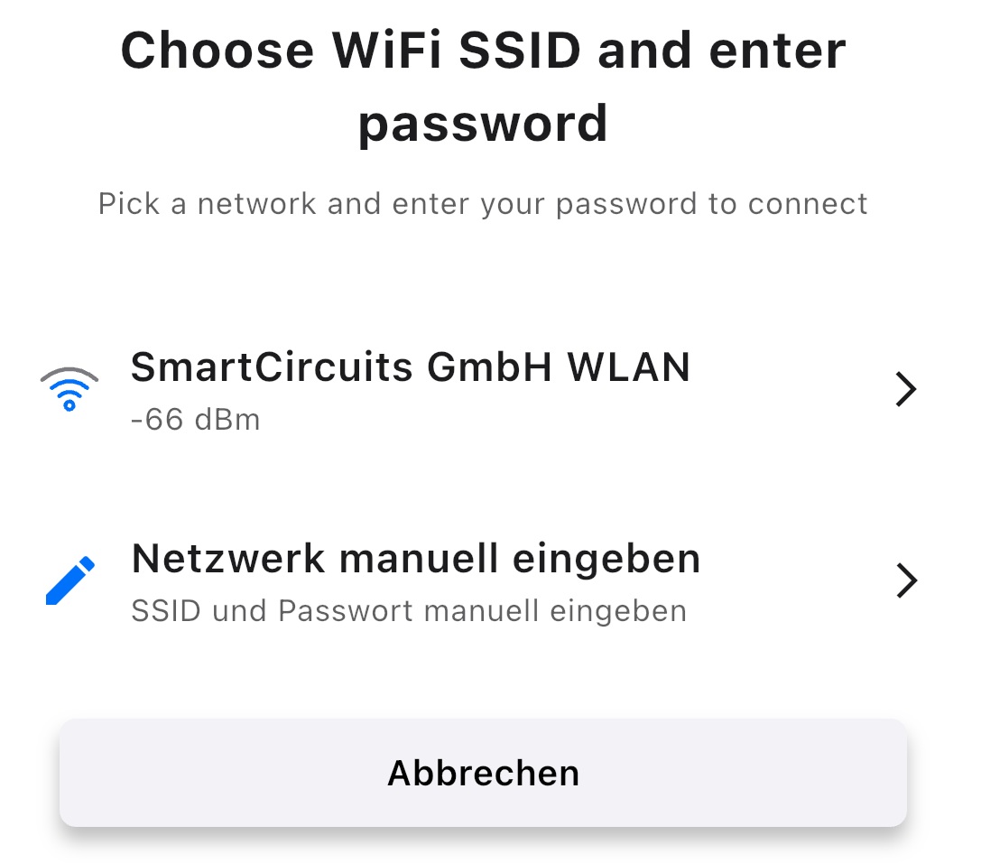 Choose WiFi network