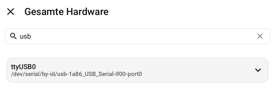 USB-Port in Home Assistant ermitteln
